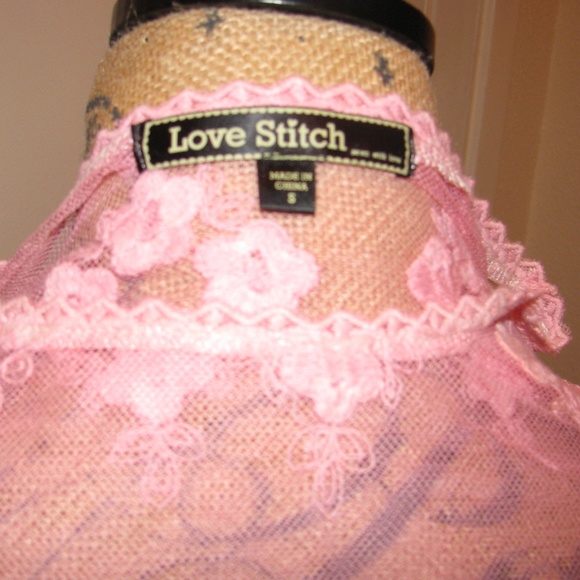 Pink Sheer Lace Bohemian Mesh Top - Picture 7 of 7